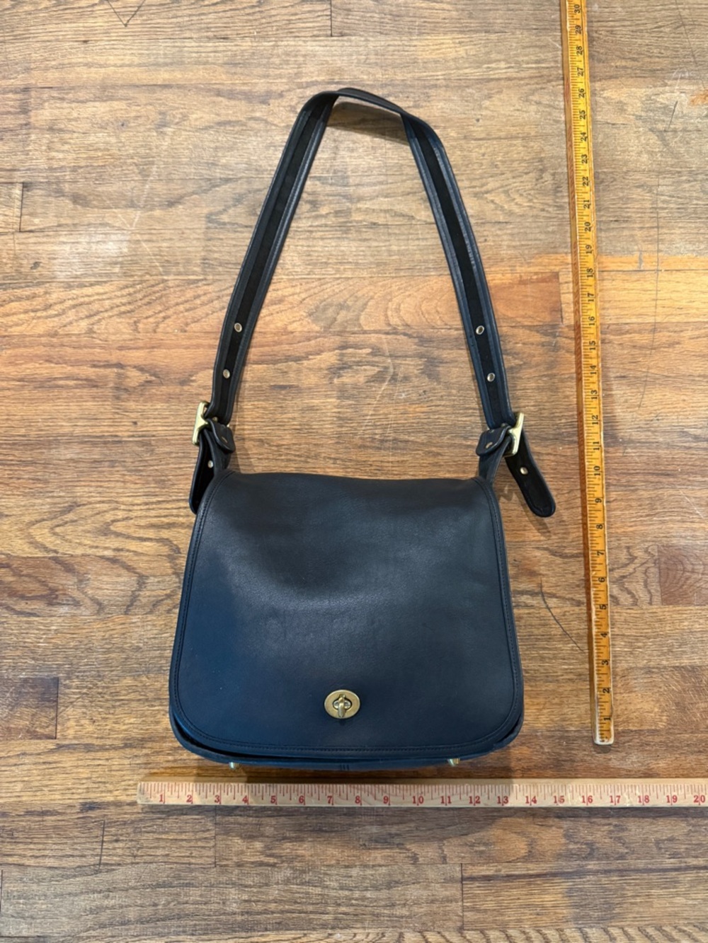 Vintage Coach Stewardess Bag - Black Leather with Brass Hardware